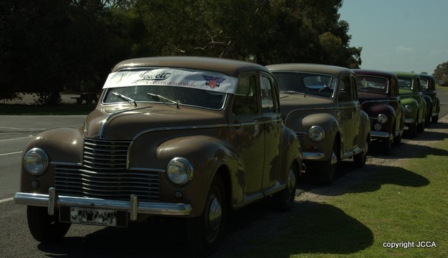 Jowetts in a row during Jowett Jaunt to SA 2017 Jowetts in a row